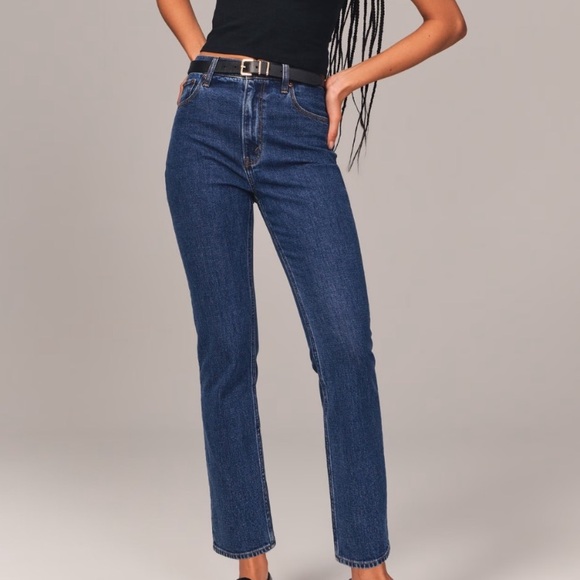 Abercrombie & Fitch Denim - Abercrombie & Fitch Ultra High Rise Ankle Straight Jean Dark Wash 0/25